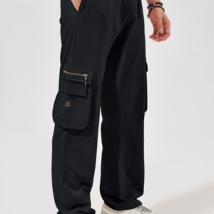 Maniac Casual Solid Black Track Pant for Men