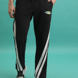 Highlander Casual Striped Black Track Pant for Men