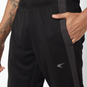Performax Casual Side Strips Black Track Pant for Men