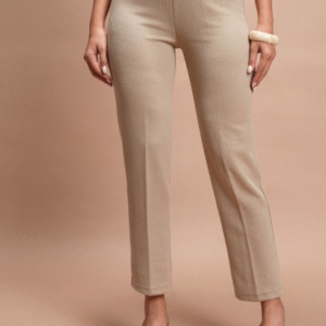 Vishudh Casual Solid Beige Trouser for Women