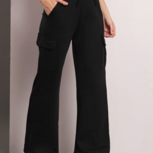 Q-Rious Casual Solid Black Trouser for Women