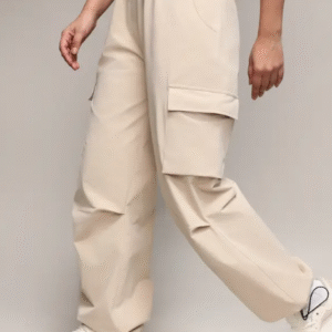Campus Sutra Casual Solid Beige Cargo Pant for Women