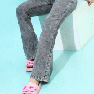 Tokyo Talkies Casual Solid Grey Jeans for Women