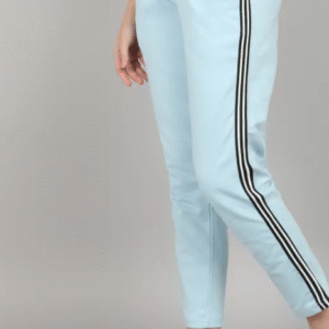 Metronaut Casual Side Stripes Blue Track Pant for Women