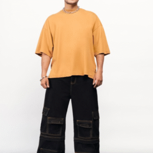 FREAKINS Relaxed Fit High-Rise Pure Cotton Cargo Jeans For Men