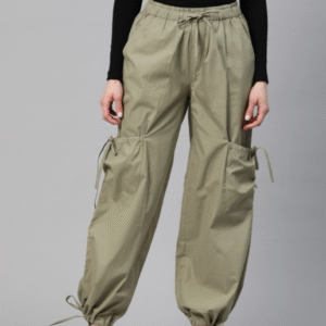 Popnetic Loose Fit High-Rise Parachute Cargos Trousers For Women
