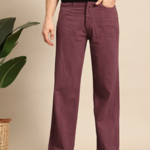 Mast & Harbour Pure Cotton Wide Leg Jeans For Men