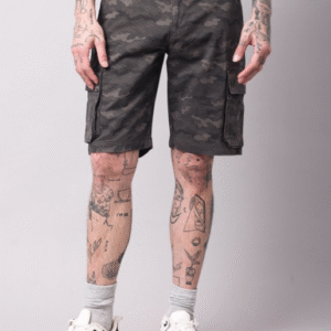 British Club Camouflage Printed Cotton Low-Rise Outdoor Cargo Shorts For Men