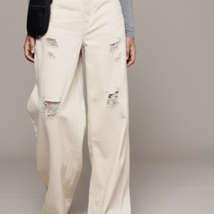 Roadster The Life Co. Wide Leg Baggy Fit Mildly Distressed Jeans For Women