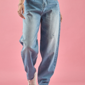Dressberry Classic High-Rise Mildly Distressed Heavy Fade Jeans For Women