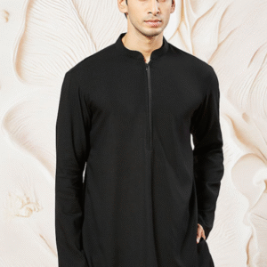 Vastramay Mandarin Collar Long Sleeves Straight Kurta For Men