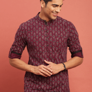 Taavi Bagru Printed Straight Sustainable Kurta For Men