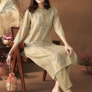 Anouk Tribal Printed Mandarin Collar Straight Kurta For Women