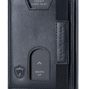 Vellman Everyday Carry Leather Solid Black Three Fold Wallet for Men