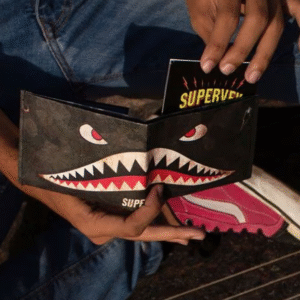 Supervek Bape Shark Stitched Paper Wallet For Men