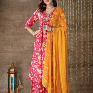 Stylum Floral Printed Gotta Patti Pure Cotton Anarkali Kurta Set For Women