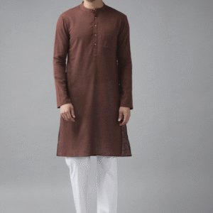 See Designs Festive Mandarin Collar Solid Brown Kurta Set for Men