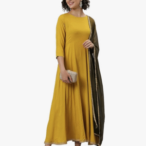 Janasya Festive Solid Kurti Set for Women