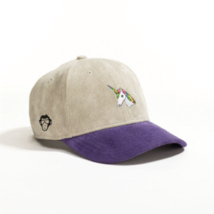 Urban Monkey Grey + Purple Unisex Colourblocked Cotton Baseball Cap for Men