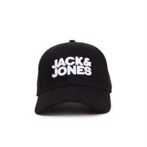 Jack & Jones Unisex Black & White Embroidered Baseball Cap for Men