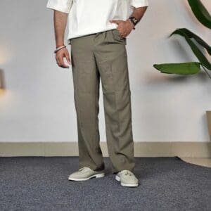 Snitch Olive Mid-Rise Relaxed Fit Trouser For Men