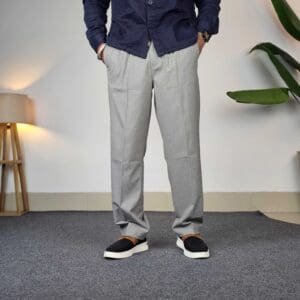 Tailoraedge Striped Relaxed Wrinkle Free Pleated Trousers For Men