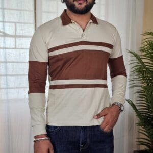 MANIAC Colourblocked Polo Collar T-shirt For Men