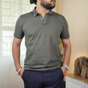 Louis Philippe Sport Solid Polo Collar Slim Fit T-shirt For Men