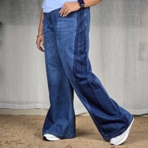 glitchez Wide Leg Colourblocked Jeans For Women