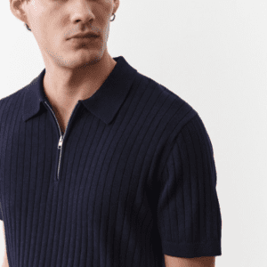 H&M Slim Fit Rib-knit Polo Shirt For Men