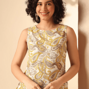 Anouk Rustic Ethnic Motifs Printed Boat Neck Short Kurti For Women