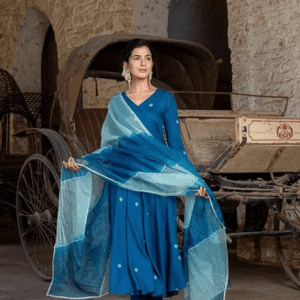 GoSriKi Anarkali Embroidered Kurta with Pant & Dupatta For Women