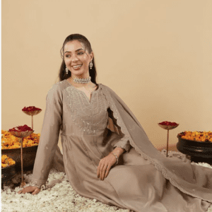 MOKOSH Silk Embroidered Anarkali Set For Women