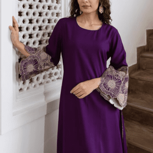 INDO ERA Embroidered Straight Kurta & Pant Set For Women