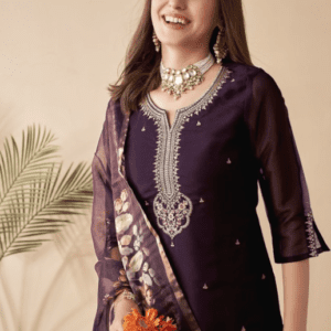 Anouk Ethnic Motifs Embroidered Sequined Straight Kurta Set For Women