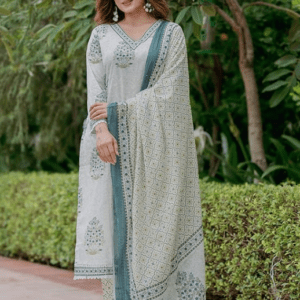 Arayna Pure Cotton Block Printed Ethnic Wear Kurta Set For Women
