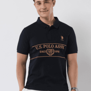 U.S. Polo Assn. Typography Printed Polo Collar Cotton Slim Fit T-shirt For Men