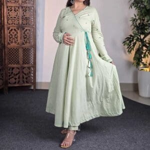 Jaipur Kurti Angrakha Style Cotton Flared Kurta With Palazzos For Women