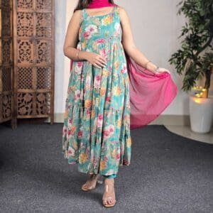 Anayna Floral Printed Tiered Kurta with Trousers & With Dupatta