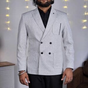 MR Button Casual + Formal Lapel Collar Solid Grey Blazers for Men