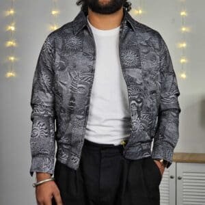 Snitch Casual Spread Collar Black & White Tailored Jacket for Men