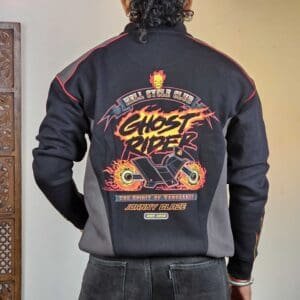 The Souled Store: Ghost Rider Sports Mandarin Collar Multicolour Varsity Jacket for Men