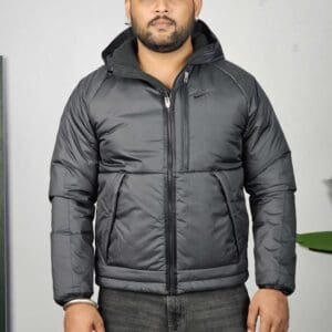 Nike Sports Hood Solid Black Sporty Jacket for Men