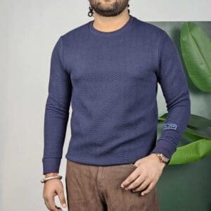 Mufti Round Neck Textured Sweatshirt For Men