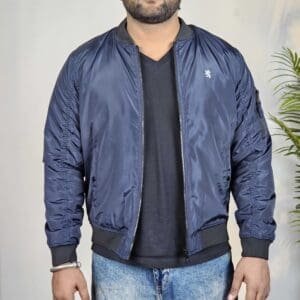 Red Tape Navy Blue Bomber Jacket For Men