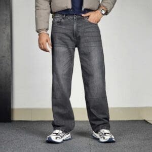 HIGHLANDER Wide Leg Slash Knee Light Fade Jeans For Men