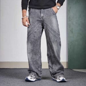 FiftyEight Cotton Baggy Fit Mid-Rise Light Fade Jeans For Men