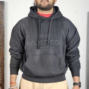 Jack & Jones Hooded Neck Printed Black Hoodie for Men