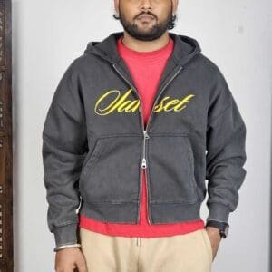 H&M Hooded Neck Typography Faded Black Hoodie for Men