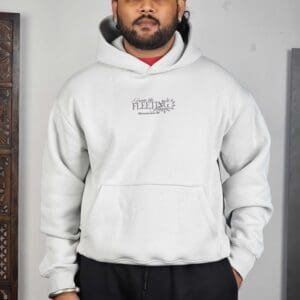 Bershka Hooded Neck Graphic Grey Hoodie for Men